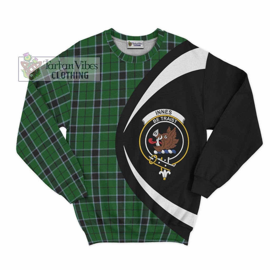 Innes Hunting Tartan Sweatshirt with Family Crest Circle Style Unisex - Tartan Vibes Clothing