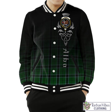 Innes Hunting Tartan Baseball Jacket Featuring Alba Gu Brath Family Crest Celtic Inspired