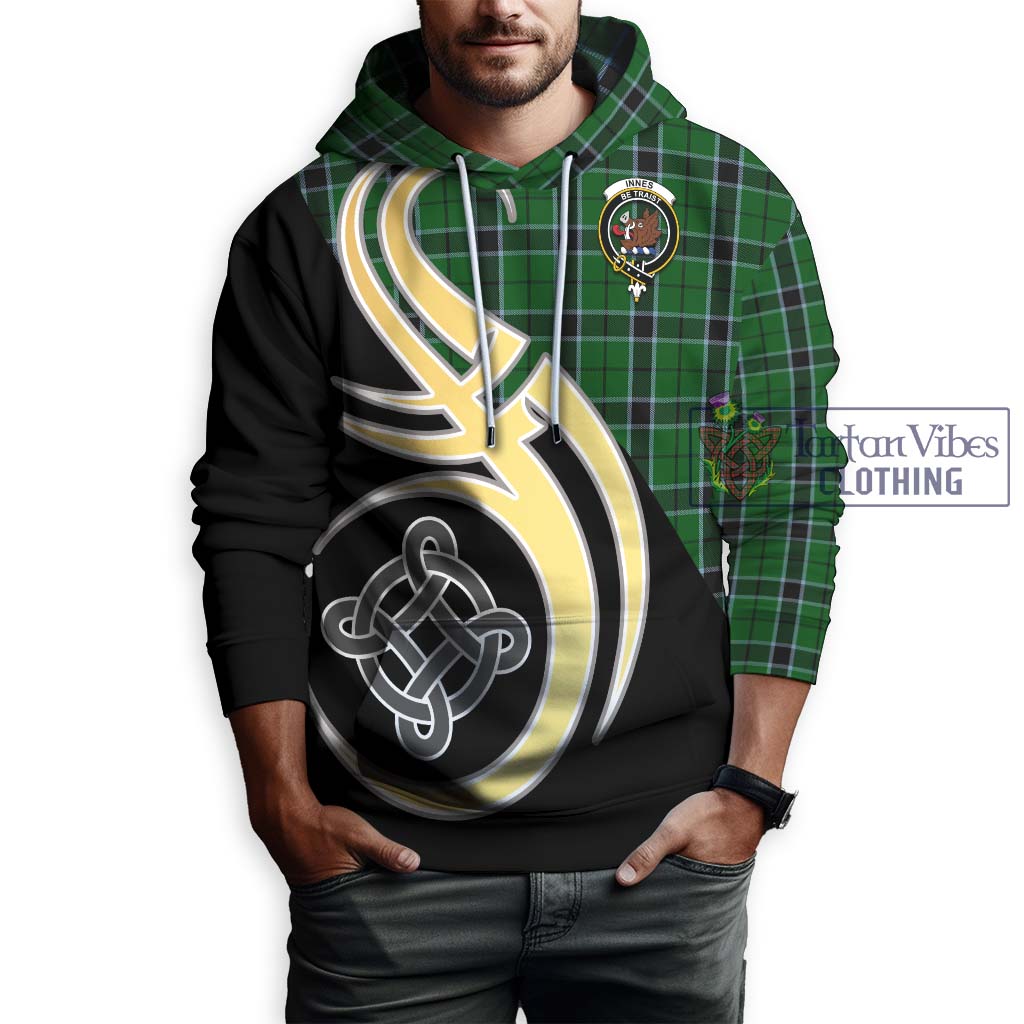 Innes Hunting Tartan Hoodie with Family Crest and Celtic Symbol Style Zip Hoodie - Tartan Vibes Clothing