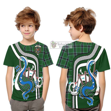 Innes Hunting Tartan Kid T-Shirt with Epic Bagpipe Style