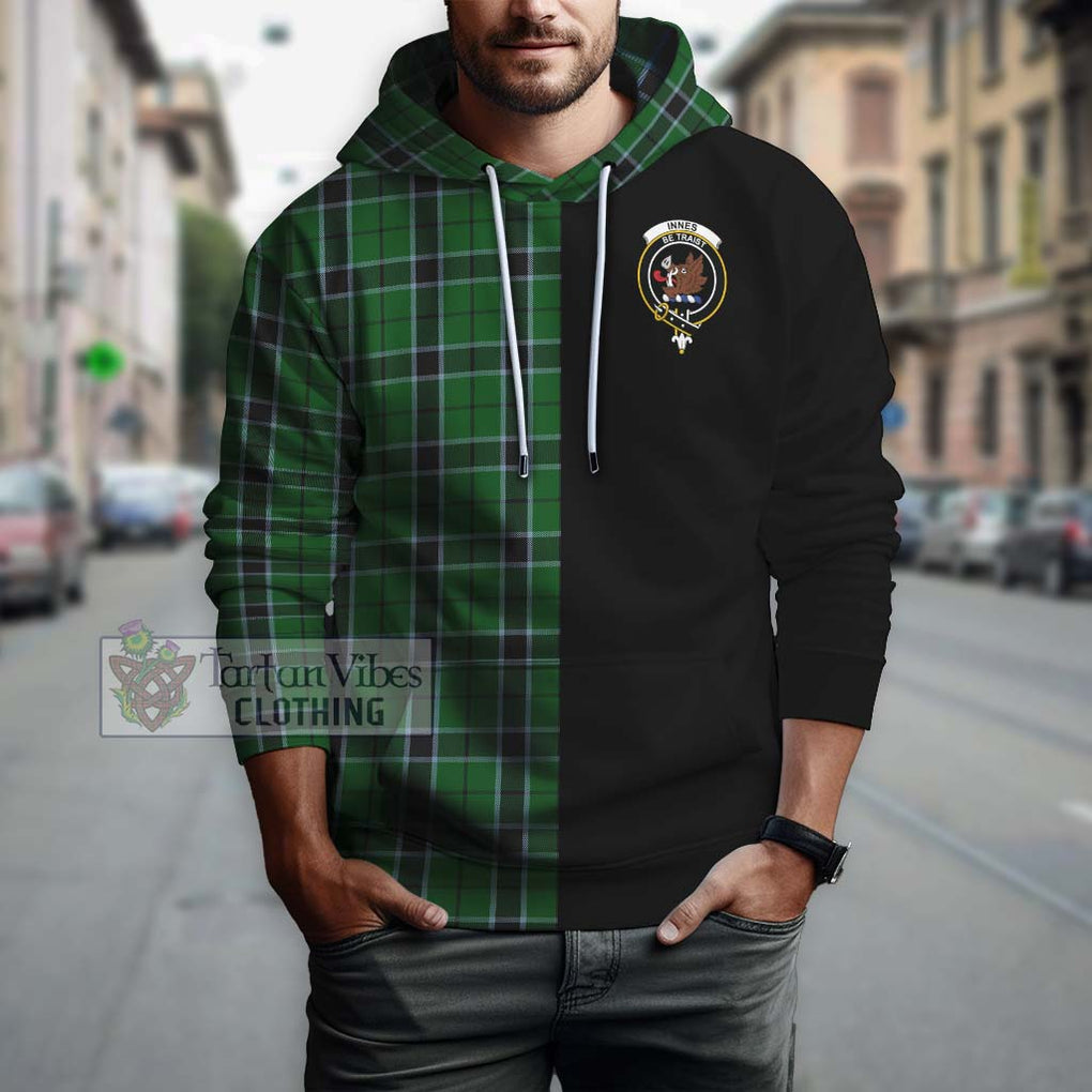 Innes Hunting Tartan Hoodie with Family Crest and Half Of Me Style Zip Hoodie - Tartanvibesclothing Shop