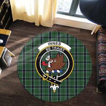 Innes Hunting Tartan Round Rug with Family Crest