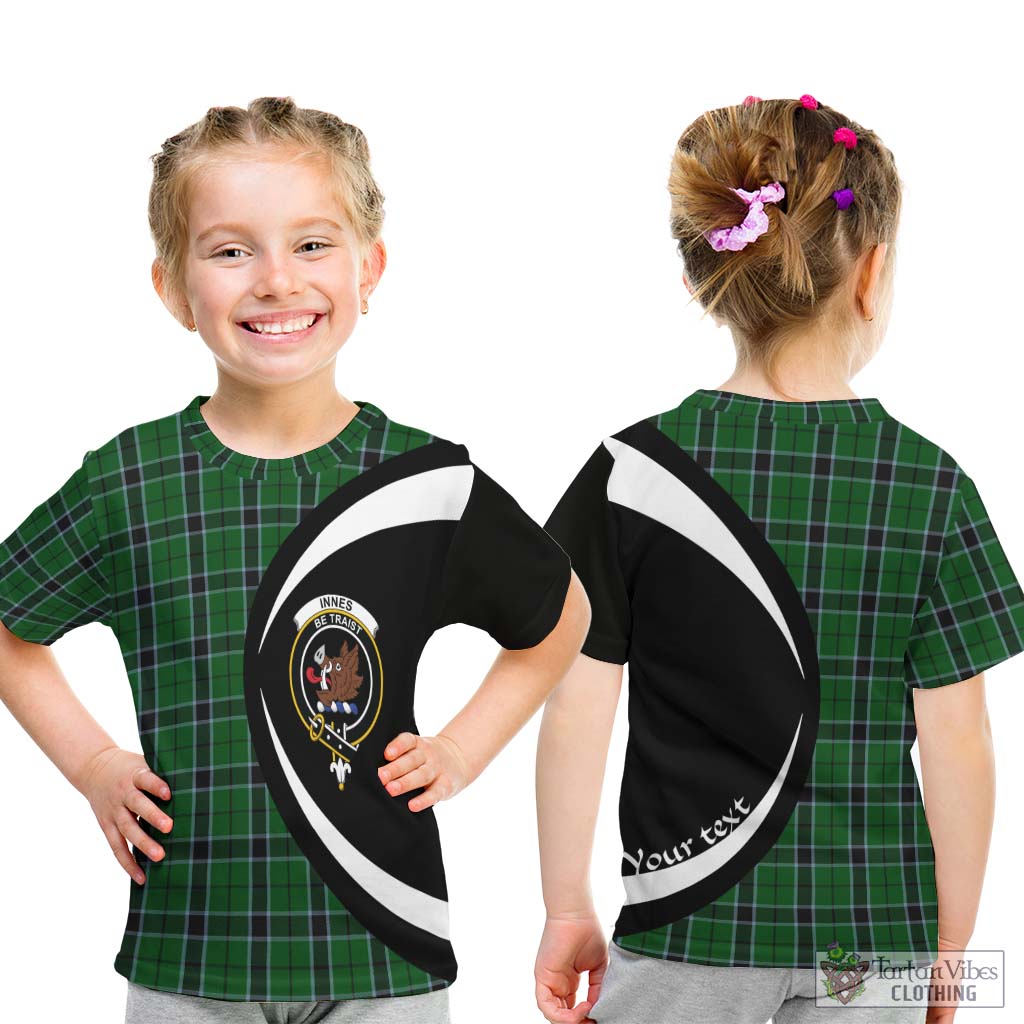 Innes Hunting Tartan Kid T-Shirt with Family Crest Circle Style - Tartan Vibes Clothing