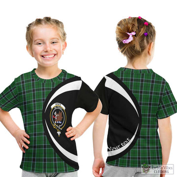 Innes Hunting Tartan Kid T-Shirt with Family Crest Circle Style