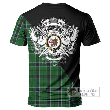 Innes Hunting Tartan T-Shirt with Family Crest and Military Logo Style