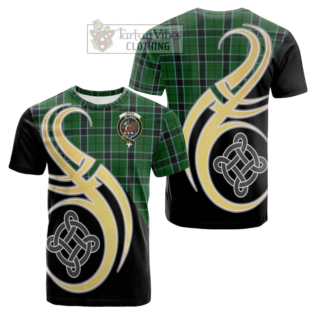 Tartan Vibes Clothing Innes Hunting Tartan Cotton T-shirt with Family Crest and Celtic Symbol Style