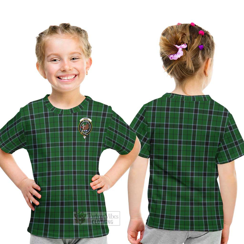 Innes Hunting Tartan Kid T-Shirt with Family Crest - Tartanvibesclothing Shop