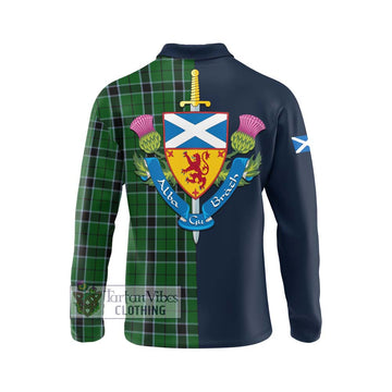 Innes Hunting Tartan Long Sleeve Polo Shirt Alba with Scottish Lion Royal Arm Half Style