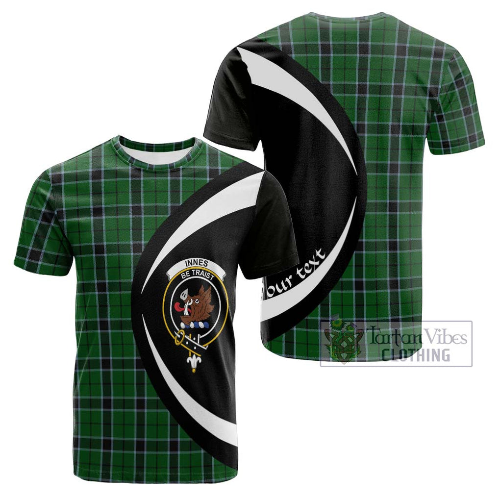 Tartan Vibes Clothing Innes Hunting Tartan Cotton T-shirt with Family Crest Circle Style