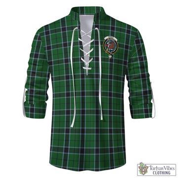 Innes Hunting Tartan Men's Scottish Traditional Jacobite Ghillie Kilt Shirt with Family Crest