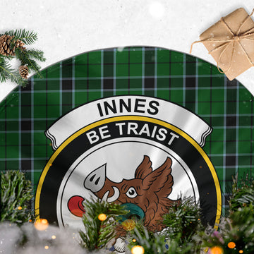 Innes Hunting Tartan Christmas Tree Skirt with Family Crest