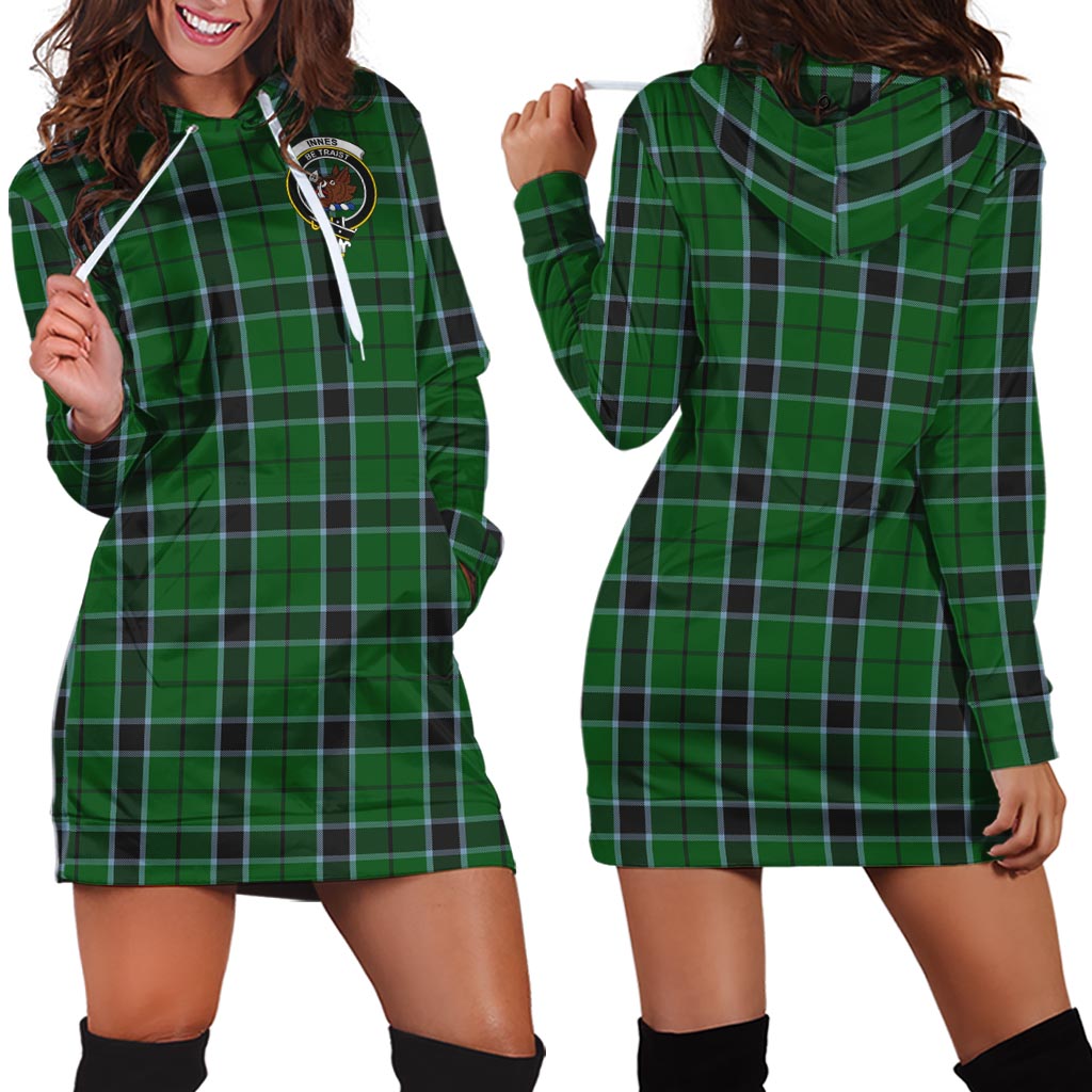 Innes Hunting Tartan Hoodie Dress with Family Crest - Tartan Vibes Clothing