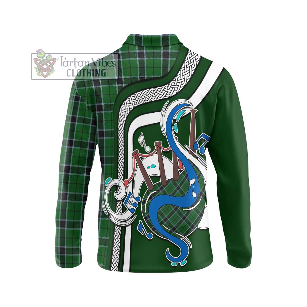 Tartan Vibes Clothing Innes Hunting Tartan Long Sleeve Polo Shirt with Epic Bagpipe Style