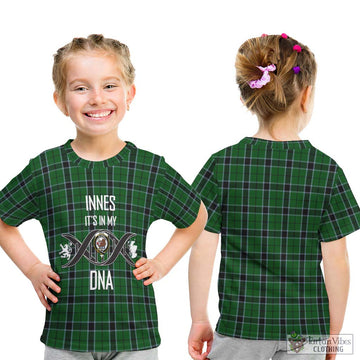 Innes Hunting Tartan Kid T-Shirt with Family Crest DNA In Me Style