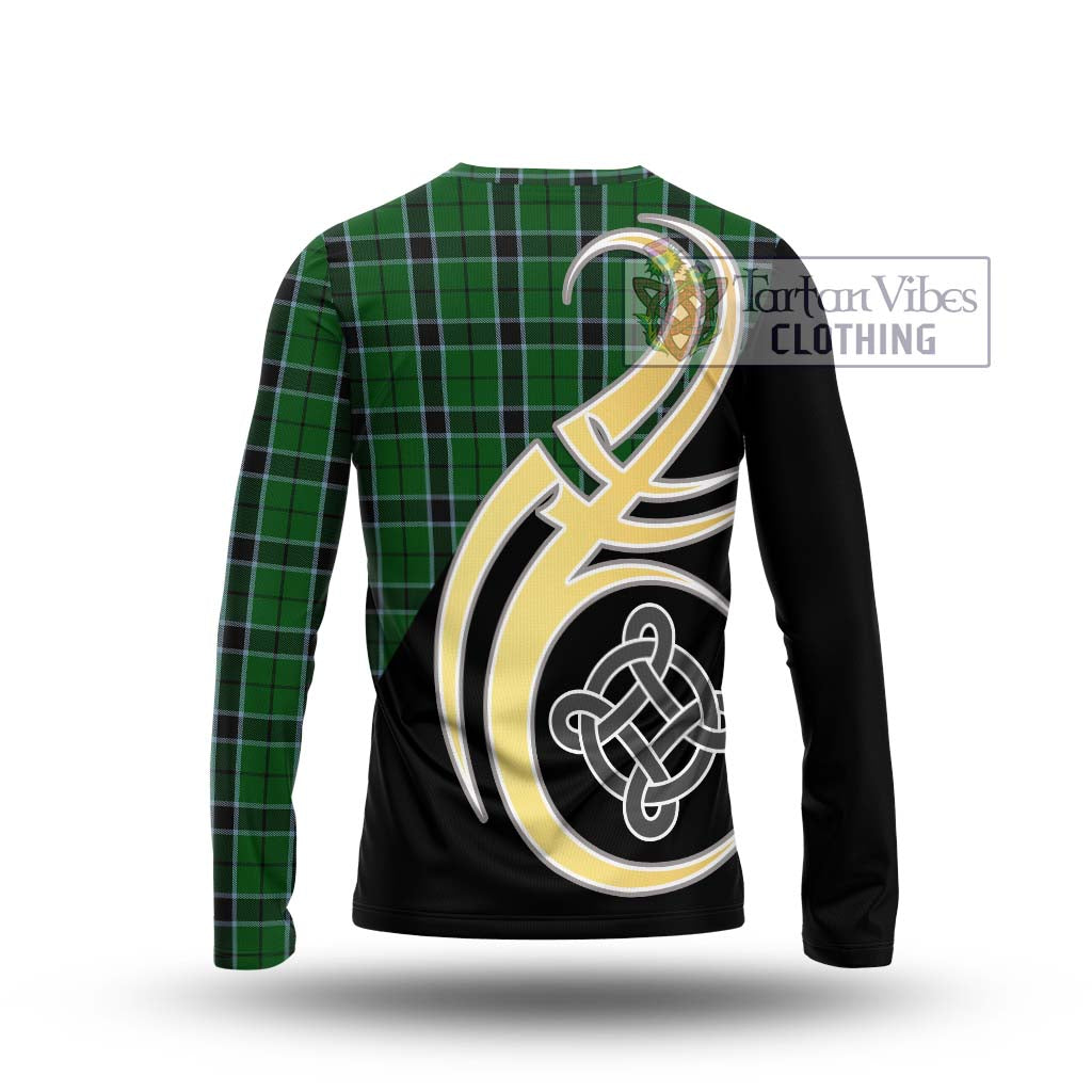 Innes Hunting Tartan Long Sleeve T-Shirt with Family Crest and Celtic Symbol Style - Tartan Vibes Clothing