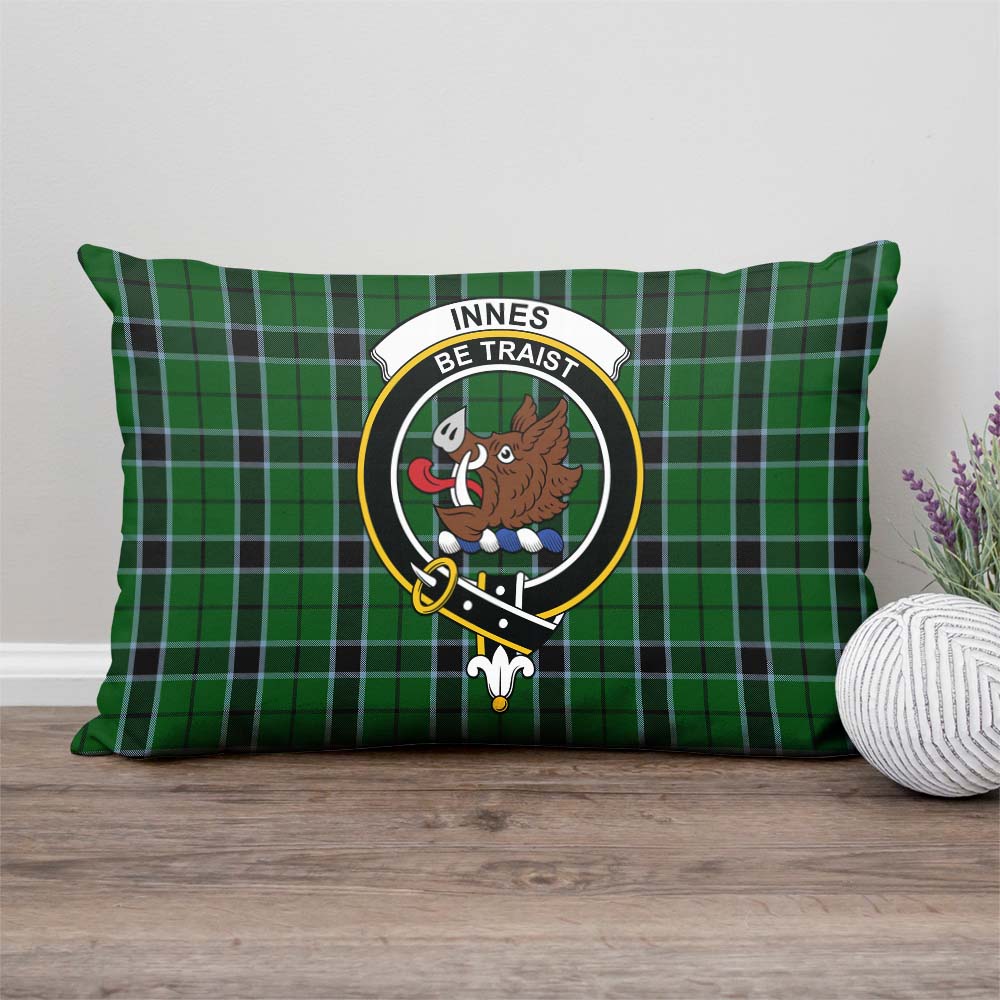 Innes Hunting Tartan Pillow Cover with Family Crest Rectangle Pillow Cover - Tartanvibesclothing