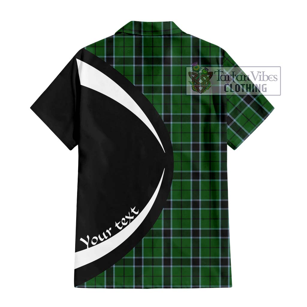 Innes Hunting Tartan Short Sleeve Button Up with Family Crest Circle Style - Tartan Vibes Clothing