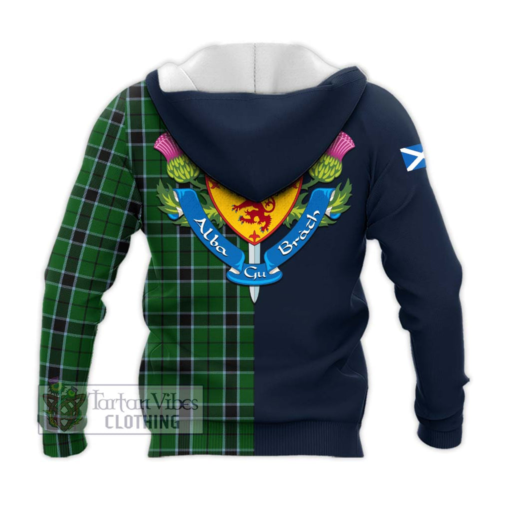 Tartan Vibes Clothing Innes Hunting Tartan Knitted Hoodie with Scottish Lion Royal Arm Half Style