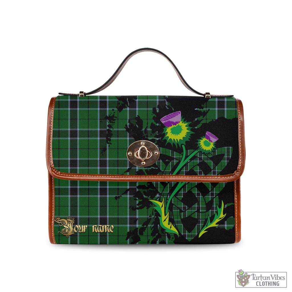 Tartan Vibes Clothing Innes Hunting Tartan Waterproof Canvas Bag with Scotland Map and Thistle Celtic Accents