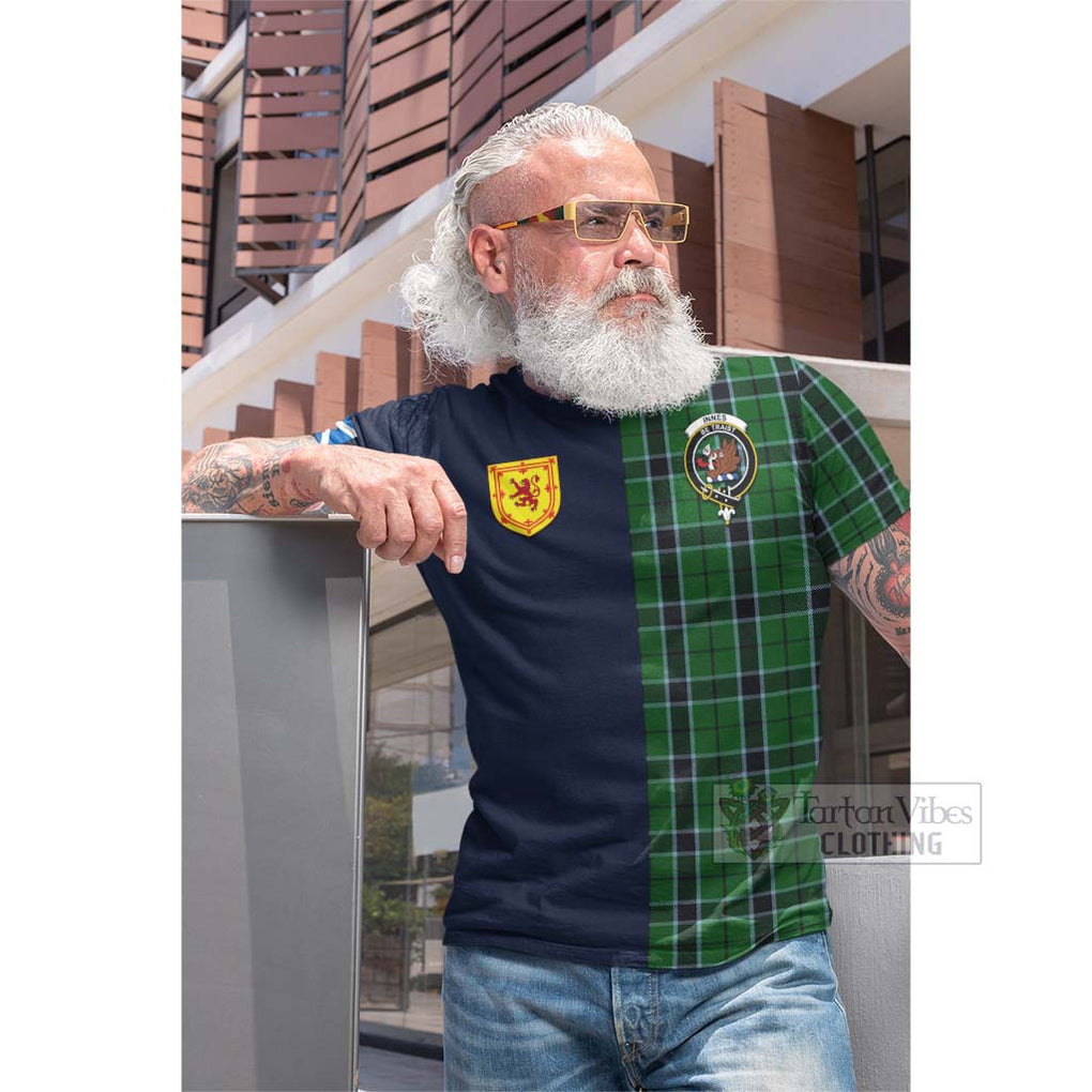 Tartan Vibes Clothing Innes Hunting Tartan Cotton T-shirt with Scottish Lion Royal Arm Half Style