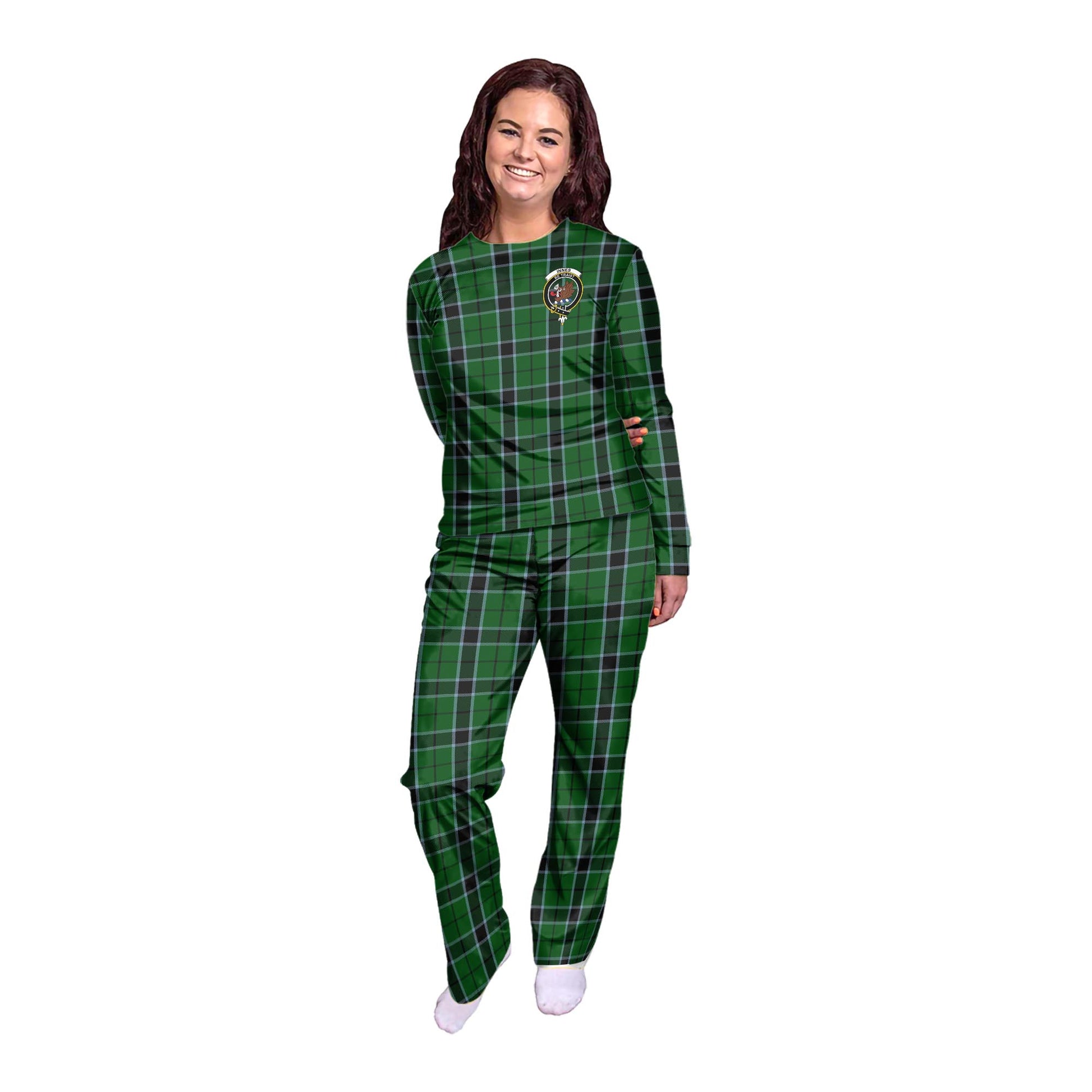 Innes Hunting Tartan Pajamas Family Set with Family Crest - Tartan Vibes Clothing