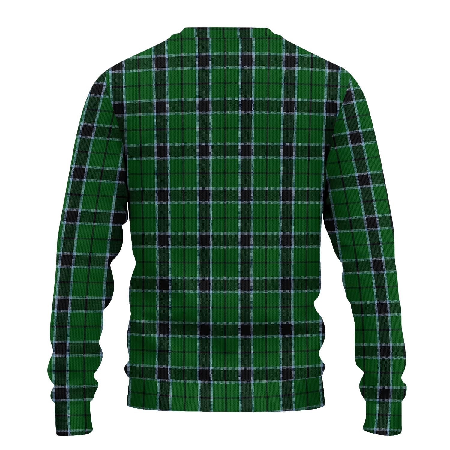 Innes Hunting Tartan Knitted Sweater with Family Crest - Tartanvibesclothing