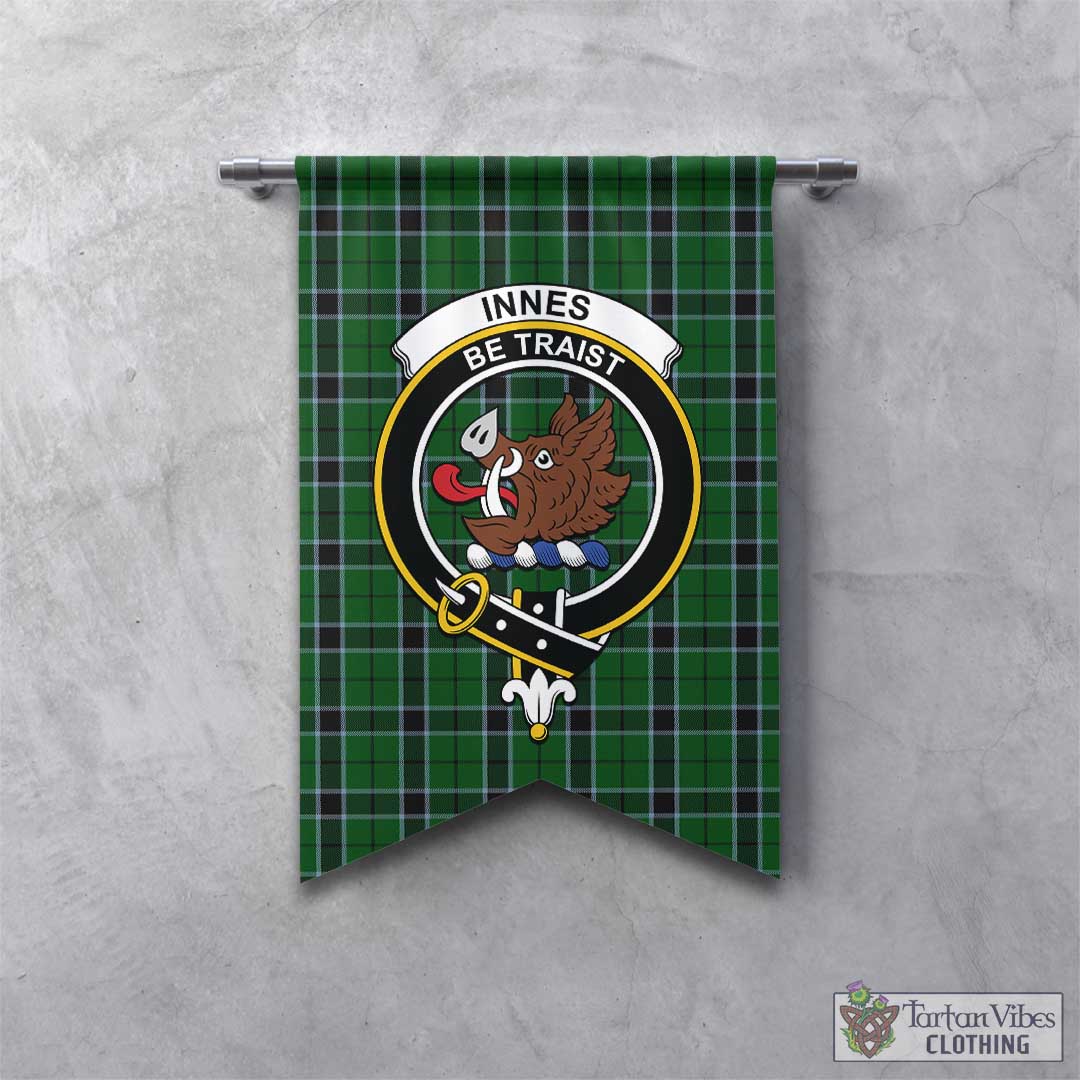 Tartan Vibes Clothing Innes Hunting Tartan Gonfalon, Tartan Banner with Family Crest