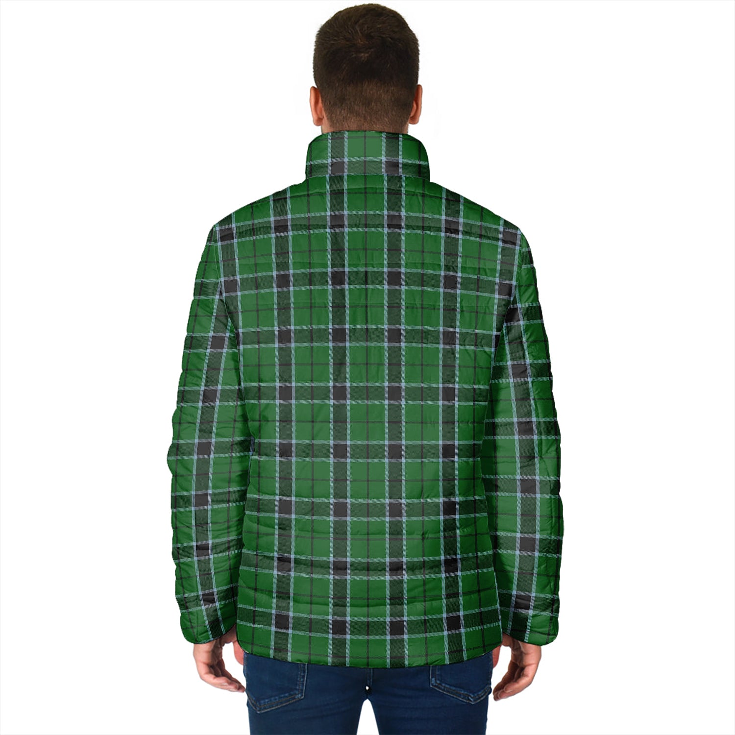 Innes Hunting Tartan Padded Jacket with Family Crest - Tartan Vibes Clothing