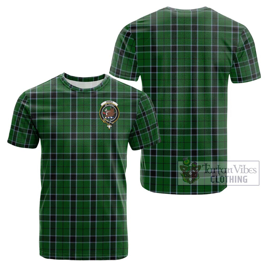 Innes Hunting Tartan Cotton T-Shirt with Family Crest Kid's Shirt - Tartanvibesclothing Shop