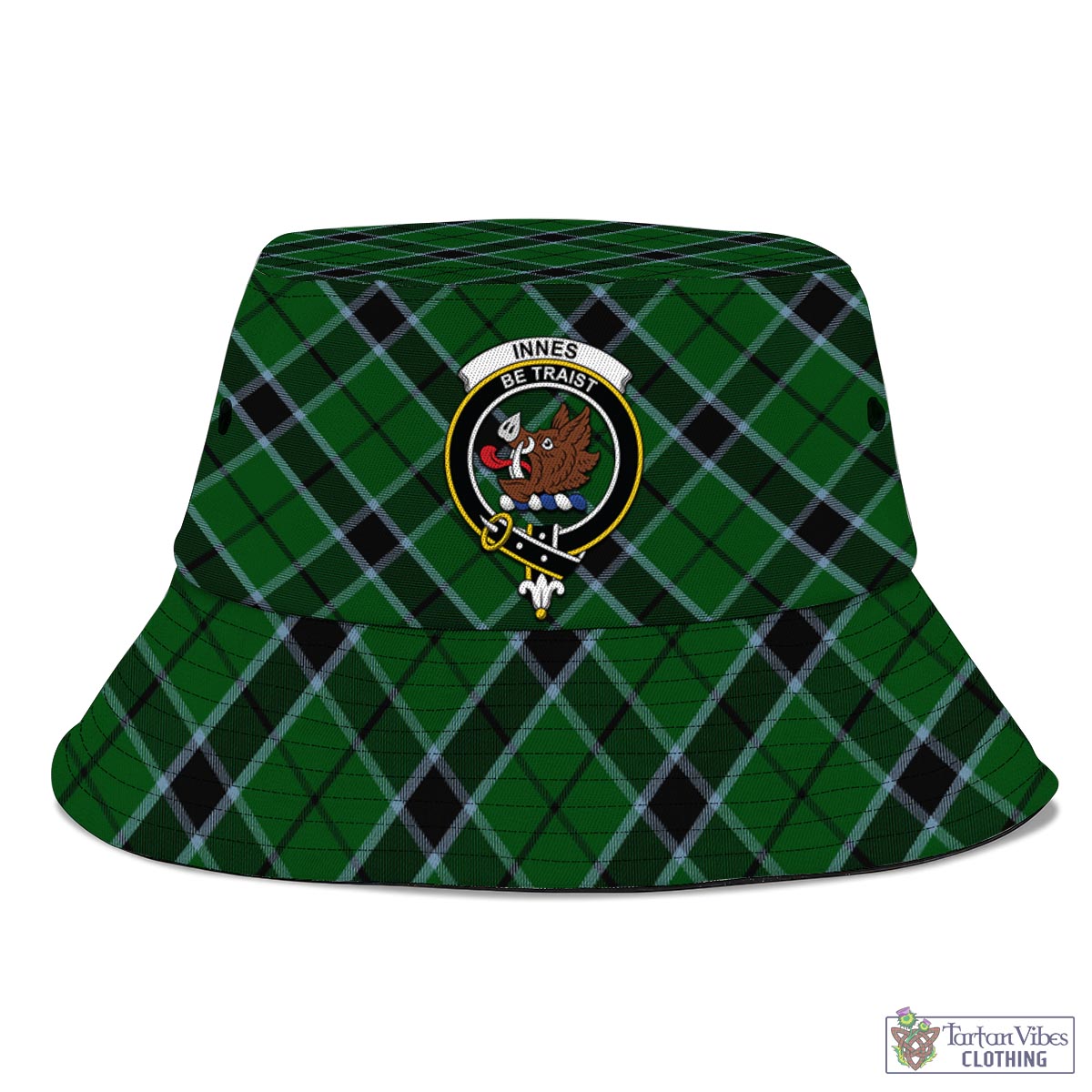 Tartan Vibes Clothing Innes Hunting Tartan Bucket Hat with Family Crest