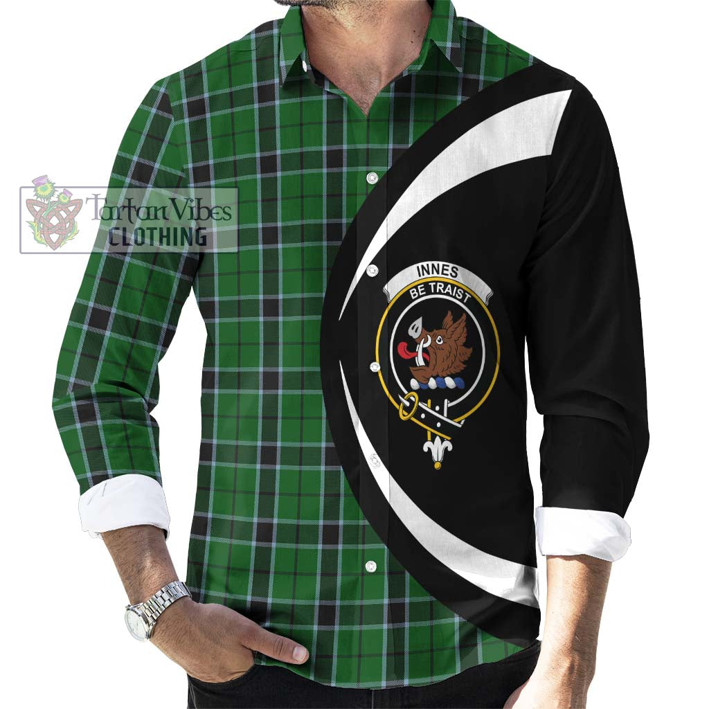 Innes Hunting Tartan Long Sleeve Button Up with Family Crest Circle Style - Tartan Vibes Clothing