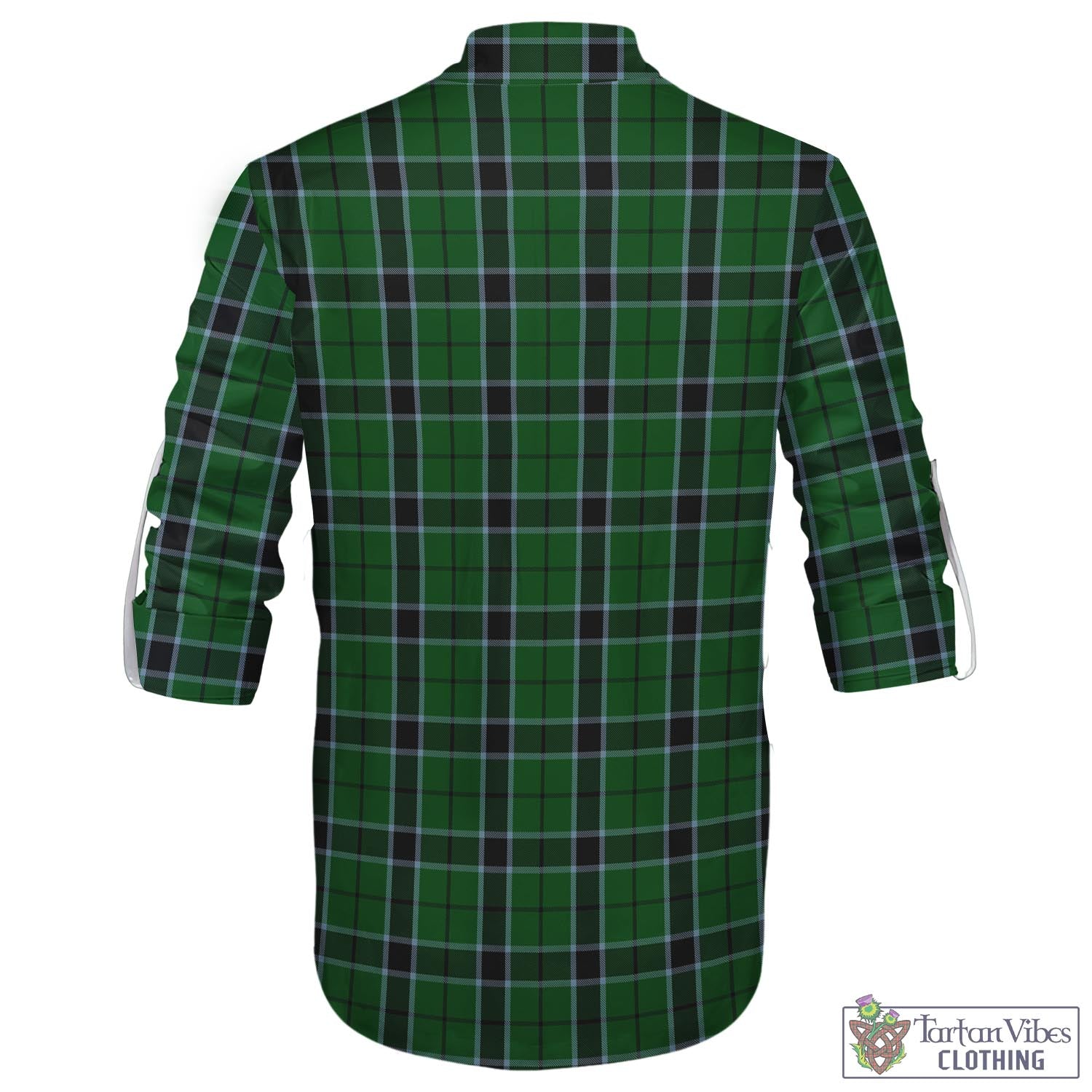 Tartan Vibes Clothing Innes Hunting Tartan Men's Scottish Traditional Jacobite Ghillie Kilt Shirt with Family Crest