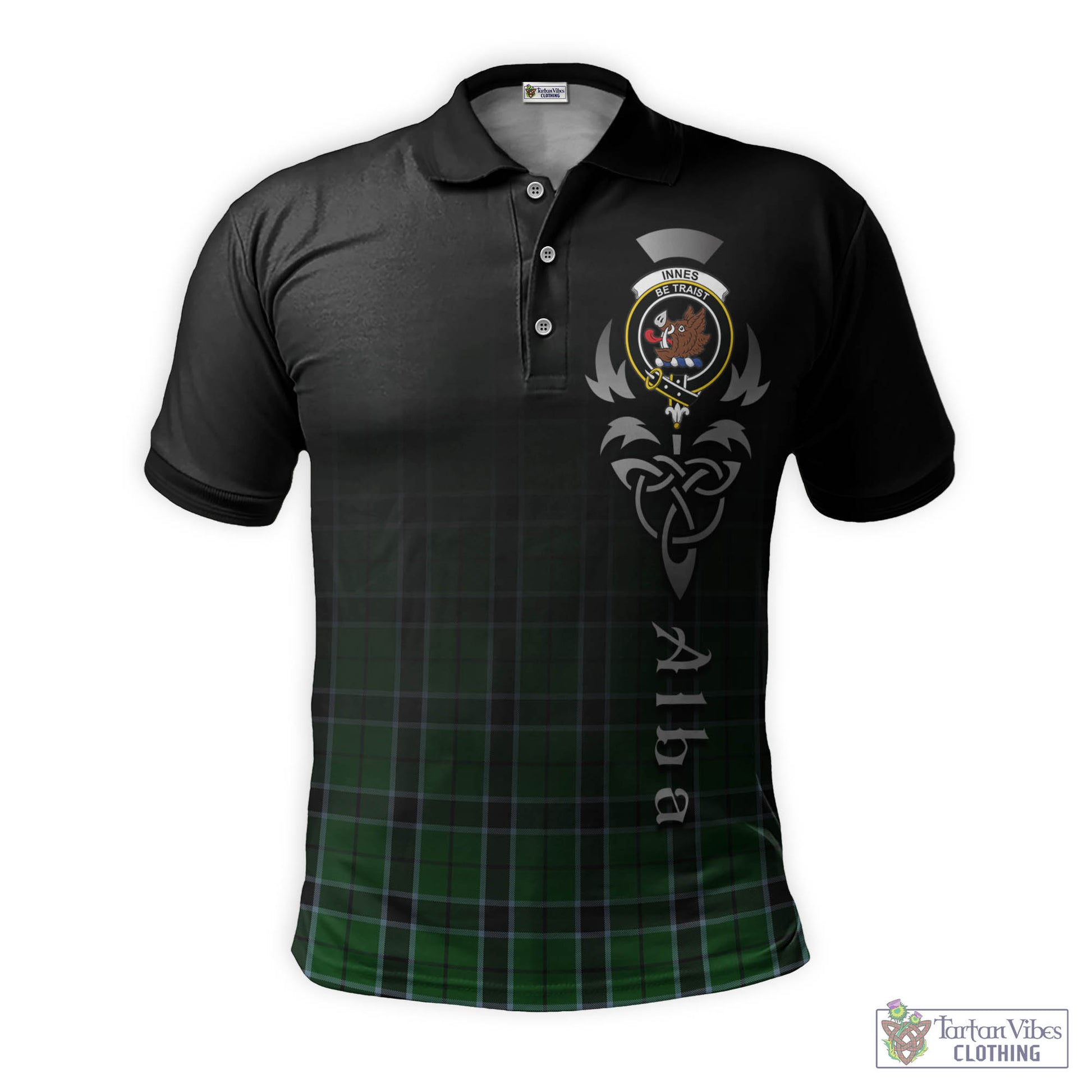 Tartan Vibes Clothing Innes Hunting Tartan Polo Shirt Featuring Alba Gu Brath Family Crest Celtic Inspired