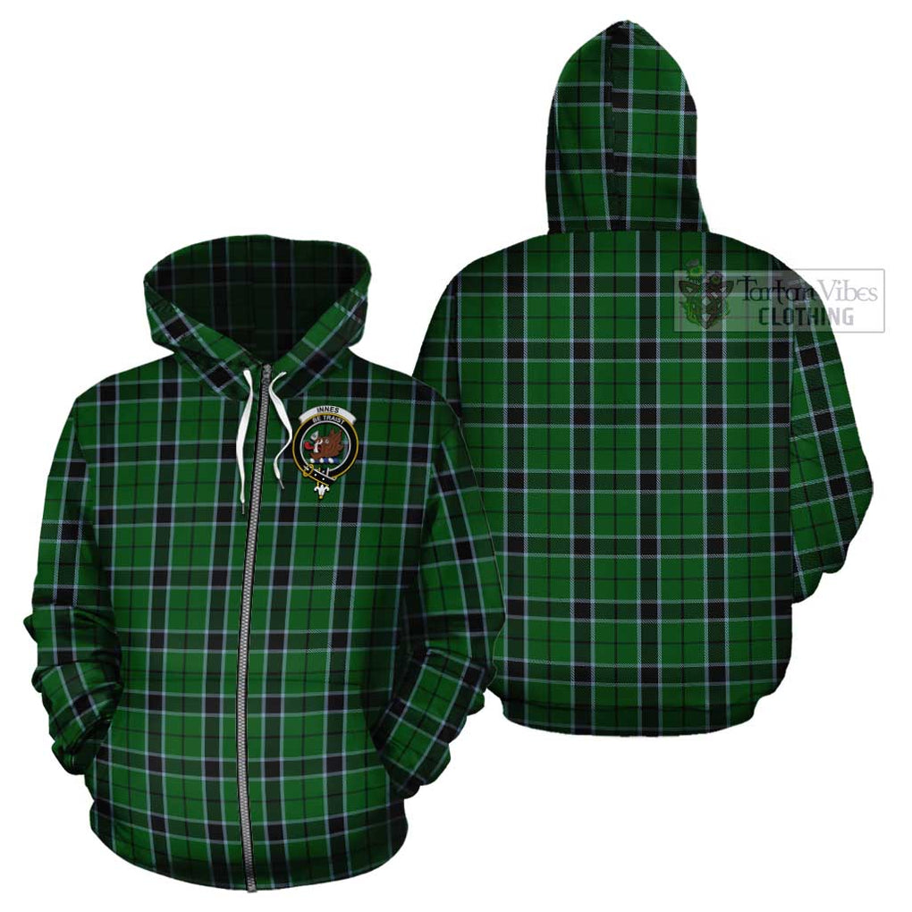 Innes Hunting Tartan Cotton Hoodie with Family Crest Zip Hoodie - Tartan Vibes Clothing