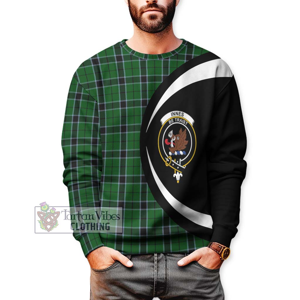 Innes Hunting Tartan Sweatshirt with Family Crest Circle Style - Tartan Vibes Clothing