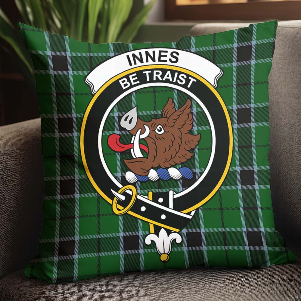 Innes Hunting Tartan Pillow Cover with Family Crest - Tartanvibesclothing