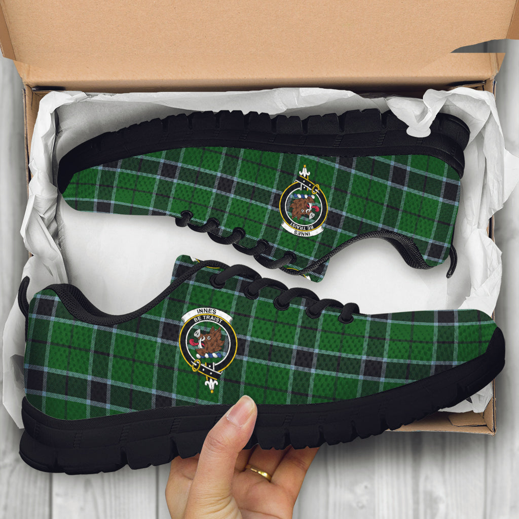 Innes Hunting Tartan Sneakers with Family Crest - Tartan Vibes Clothing