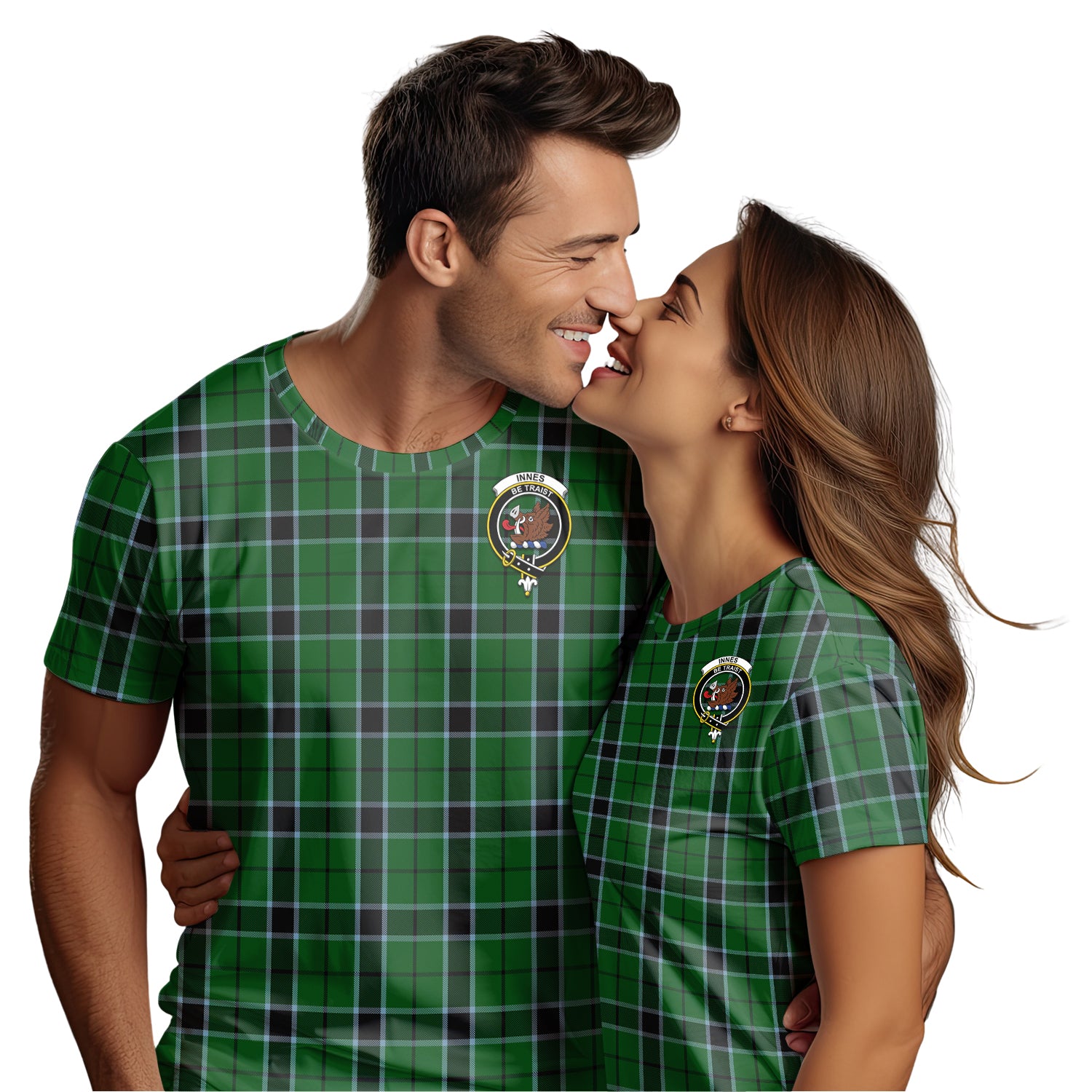 Innes Hunting Tartan T-Shirt with Family Crest - Tartan Vibes Clothing