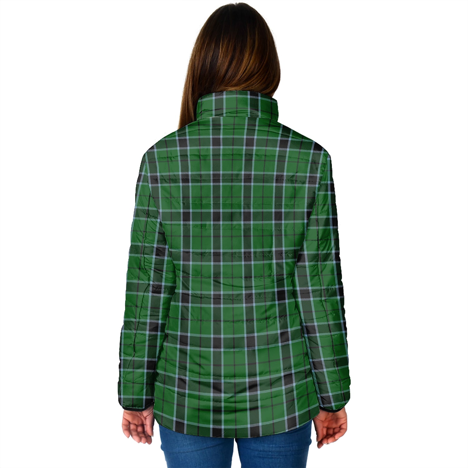 Innes Hunting Tartan Padded Jacket with Family Crest - Tartan Vibes Clothing