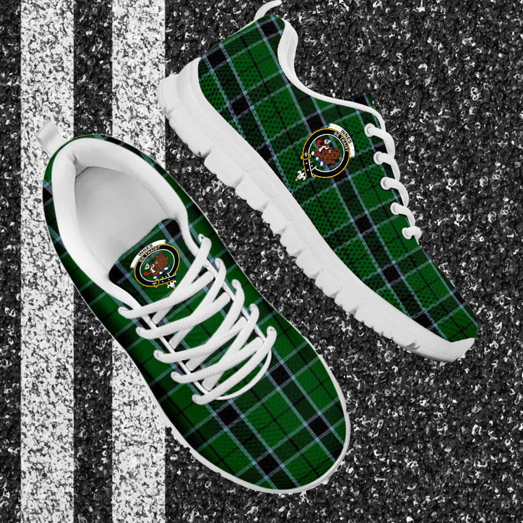 Innes Hunting Tartan Sneakers with Family Crest - Tartan Vibes Clothing