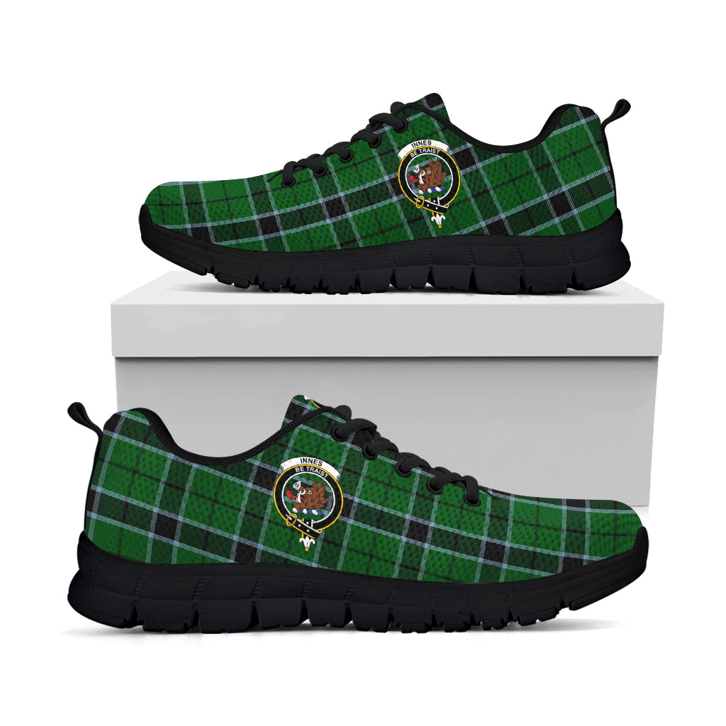 Innes Hunting Tartan Sneakers with Family Crest - Tartan Vibes Clothing