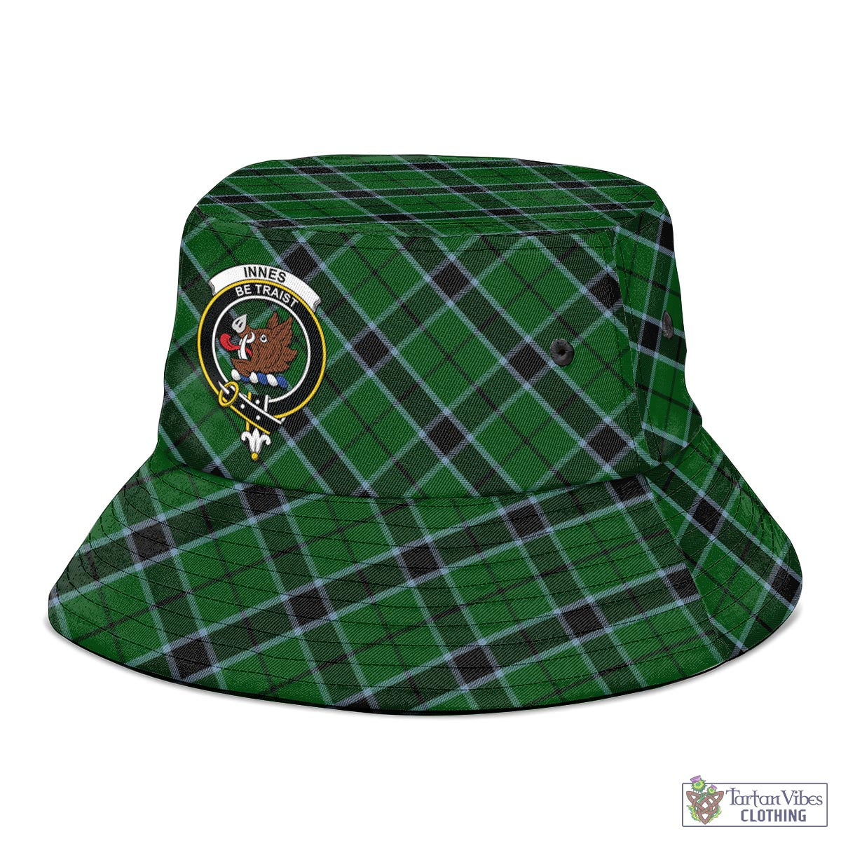 Tartan Vibes Clothing Innes Hunting Tartan Bucket Hat with Family Crest