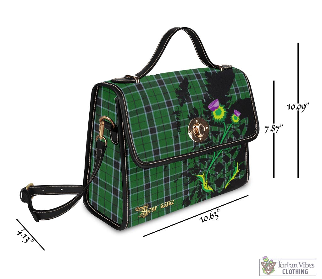 Tartan Vibes Clothing Innes Hunting Tartan Waterproof Canvas Bag with Scotland Map and Thistle Celtic Accents