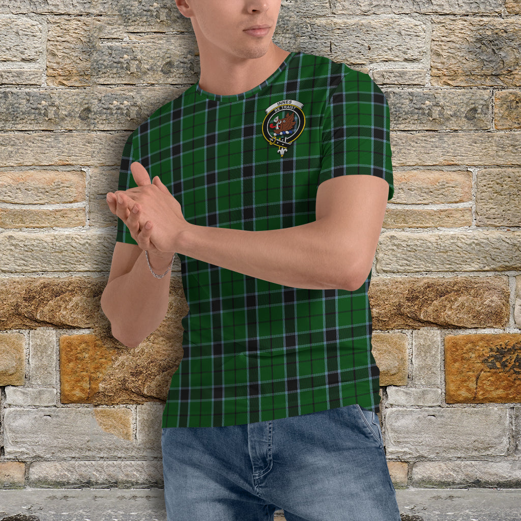 Innes Hunting Tartan T-Shirt with Family Crest - Tartan Vibes Clothing