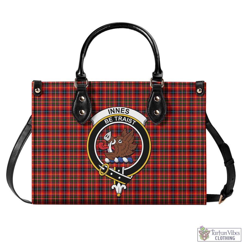 Tartan Vibes Clothing Innes Modern Tartan Luxury Leather Handbags with Family Crest