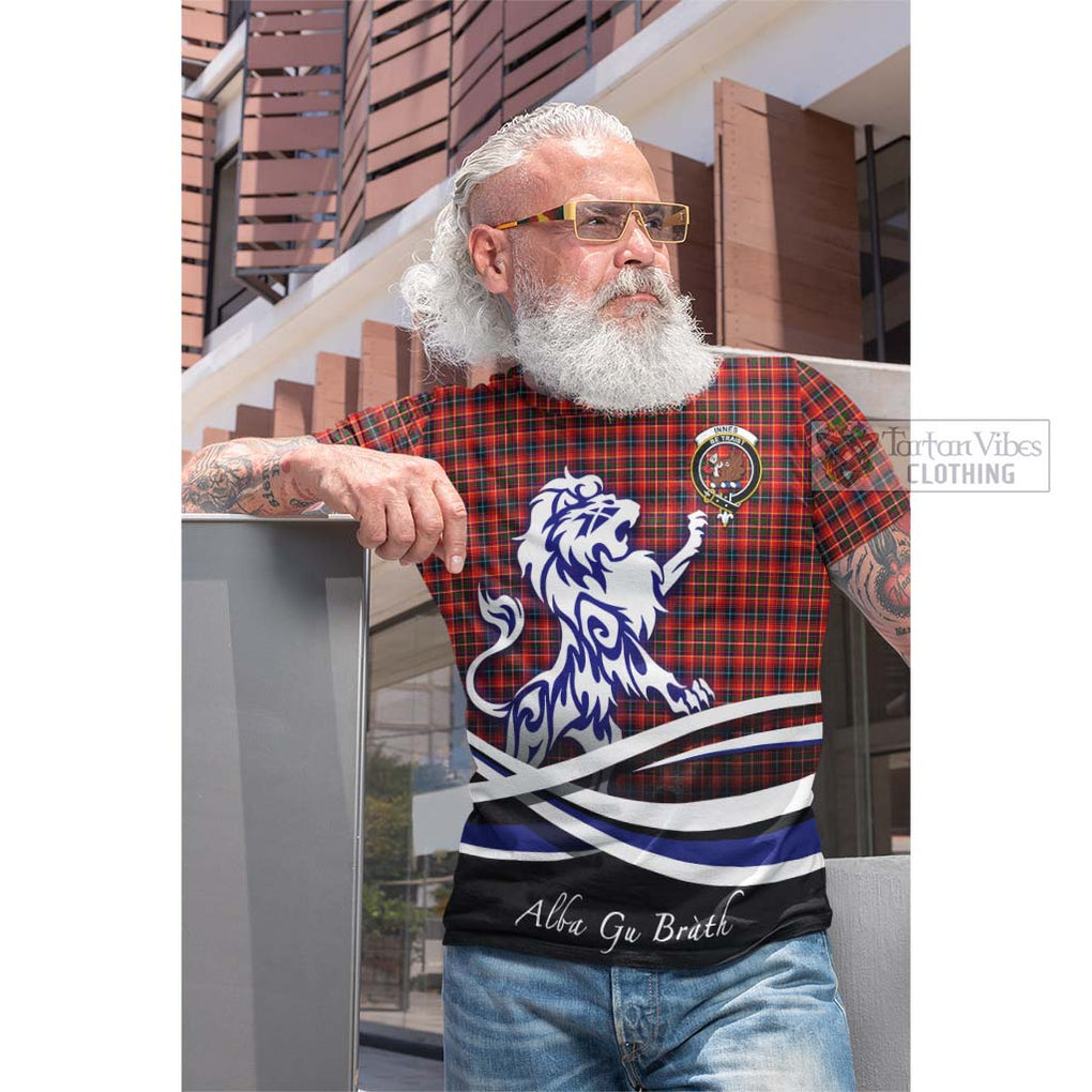 Tartan Vibes Clothing Innes Modern Tartan Cotton T-shirt with Alba Gu Brath Regal Lion Emblem