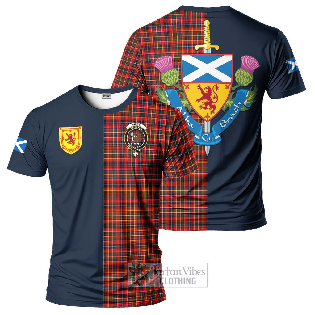 Tartan Vibes Clothing Innes Modern Tartan T-Shirt Alba with Scottish Lion Royal Arm Half Style