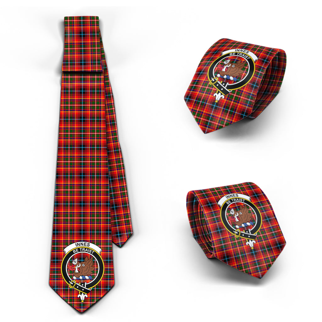 Innes Modern Tartan Classic Necktie with Family Crest Necktie One Size - Tartan Vibes Clothing