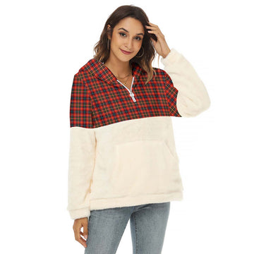 Innes Modern Tartan Women's Borg Fleece Hoodie With Half Zip