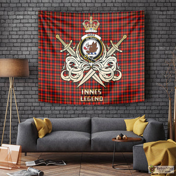 Innes Modern Tartan Tapestry with Clan Crest and the Golden Sword of Courageous Legacy